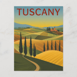 Cartão Postal Cartaz de Viagem da Toscana Itália Vintage Colinas