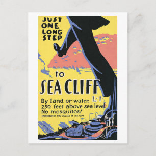Cartão Postal Cartaz de Viagem de 1939 Sea Cliff, Long Island