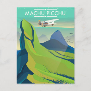 Cartão Postal cartaz de viagem de avião para machu picchu
