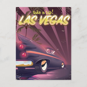 Cartão Postal Cartaz de viagem de carro clássico de Las Vegas