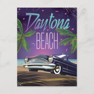 Cartão Postal Cartaz de viagem de carro vintage de Daytona Beach