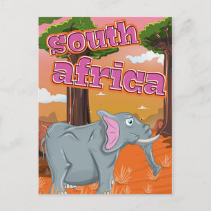 Cartão Postal Cartaz de viagem de desenho animado da África do S