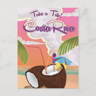 Cartão Postal cartaz de viagem de desenho animado da Costa Rica.