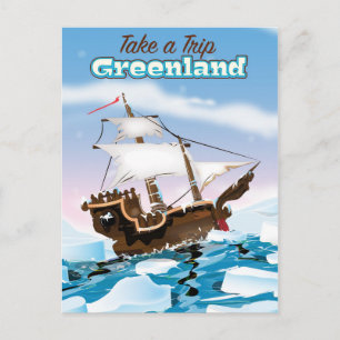 Cartão Postal Cartaz de viagem de desenho animado da Groenlândia