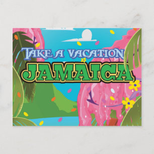 Cartão Postal cartaz de viagem de desenho animado da Jamaica