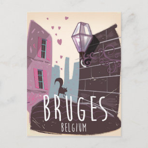 Cartão Postal cartaz de viagem de desenho animado de Bruges, Bél