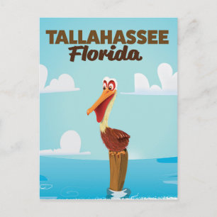 Cartão Postal Cartaz de viagem de desenho animado Tallahassee Fl