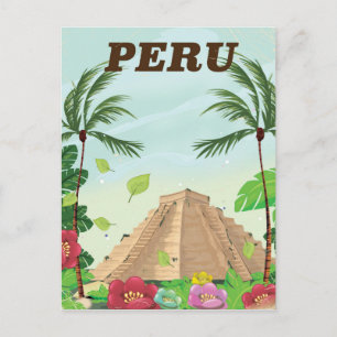 Cartão Postal Cartaz de viagem de desenho animado vintage do Per
