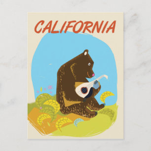 Cartão Postal Cartaz de viagem de desenho animado vintage do urs