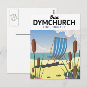 Cartão Postal Cartaz de viagem de Dymchurch Kent à beira-mar