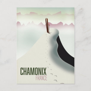 Cartão Postal Cartaz de viagem de esqui Chamonix França