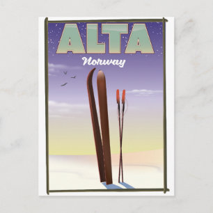 Cartão Postal Cartaz de viagem de esqui da ALTA Noruega