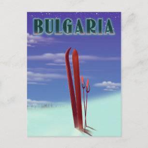 Cartão Postal cartaz de viagem de esqui da Bulgária