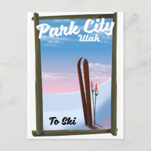 Cartão Postal Cartaz de viagem de esqui da cidade de Park Utah