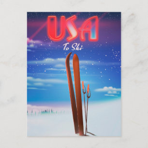Cartão Postal cartaz de viagem de esqui dos eua