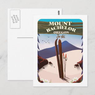 Cartão Postal Cartaz de viagem de esqui em Mount Bachelor Oregon