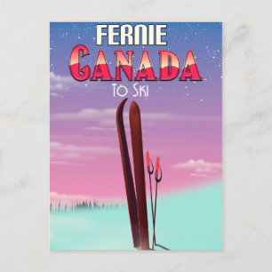 Cartão Postal Cartaz de viagem de esqui Fernie Canadá.