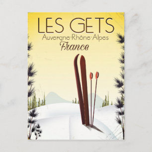 Cartão Postal Cartaz de viagem de esqui Les Gets França