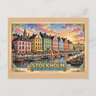 Cartão Postal Cartaz de Viagem de Estocolmo Gamla Stan