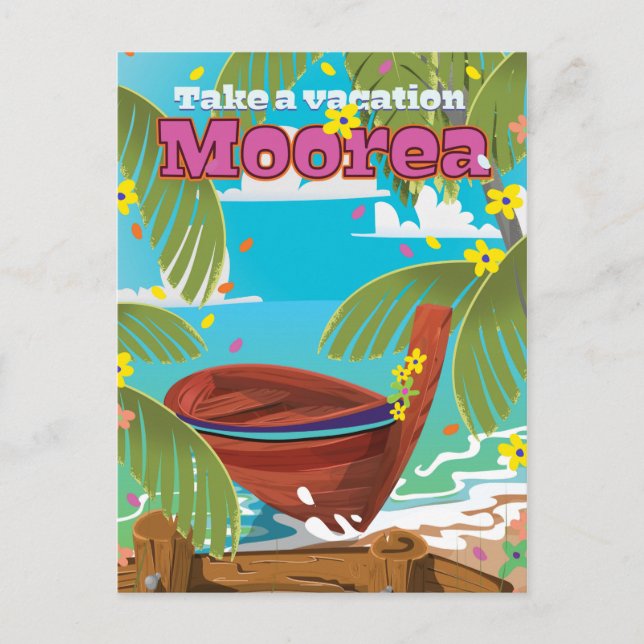 Cartão Postal Cartaz de viagem de férias em Moorea Polinésia Fra (Frente)