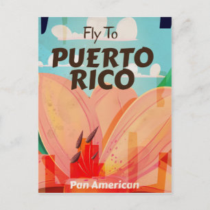 Cartão Postal Cartaz de Viagem de Flor Vintage de Porto Rico