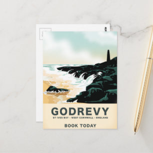 Cartão Postal Cartaz de viagem de Godrevy St Ives Bay, Cornualha
