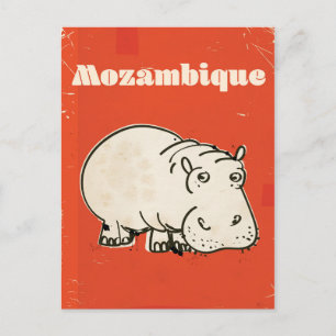 Cartão Postal cartaz de viagem de hipopótamo de Moçambique