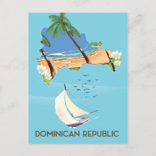 Cartão Postal cartaz de viagem de iate mapa da República Dominic