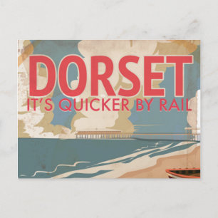 Cartão Postal Cartaz de viagem de locomotiva vintage Dorset, Ing