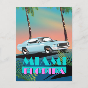 Cartão Postal Cartaz de viagem de Miami Flórida anos 80