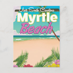 Cartão Postal Cartaz de viagem de Myrtle Beach Carolina do Sul