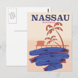 Cartão Postal Cartaz de viagem de Nassau Bahamas praia