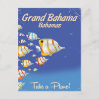 Cartaz de viagem de peixes tropicais vintage das B