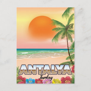 Cartão Postal cartaz de viagem de praia de Antalya Turquia