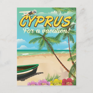 Cartão Postal Cartaz de viagem de praia vintage de Chipre
