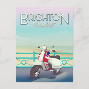Cartão Postal Cartaz de viagem de scooter Brighton Vintage union