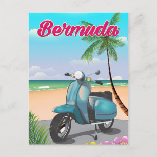 Cartão Postal cartaz de viagem de scooter da praia de Bermudas
