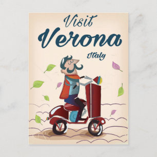 Cartão Postal Cartaz de viagem de scooter italiano de Verona