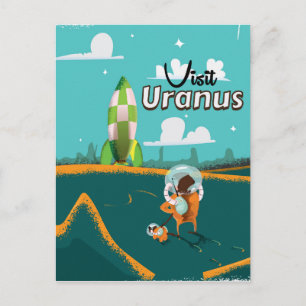 Cartão Postal Cartaz de Viagem de Urano estilo retrô