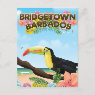 Cartão Postal Cartaz de viagem do Bridgetown Barbados Toucan