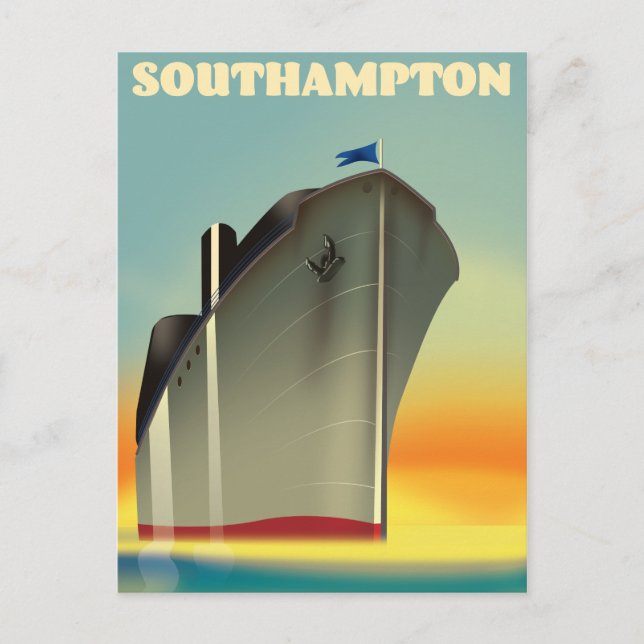 Cartão Postal cartaz de viagem do cruzeiro de Southampton (Frente)