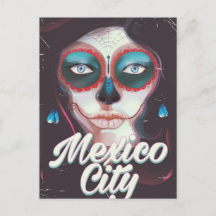Cartão Postal Cartaz de viagem do Dia dos Mortos da Cidade do Mé