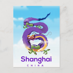 Cartão Postal cartaz de viagem do Dragão da China em Xangai