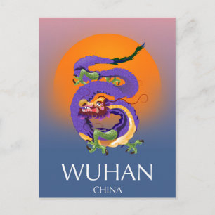 Cartão Postal Cartaz de viagem do Dragão da China Wuhan