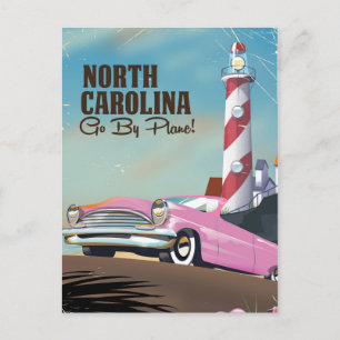 Cartão Postal cartaz de viagem do farol da Carolina do Norte