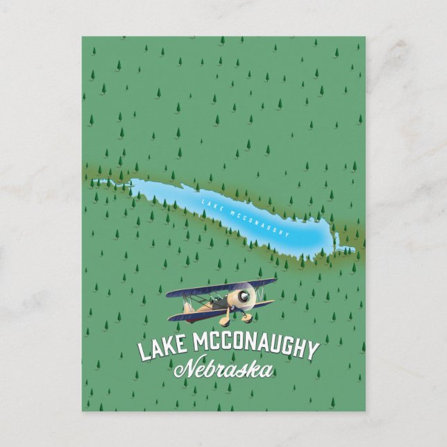 Cartão Postal Cartaz de viagem do Lago McConaughy Nebraska (Frente)