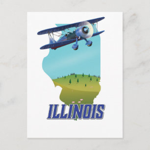 Cartão Postal cartaz de viagem do mapa antigo de Illinois