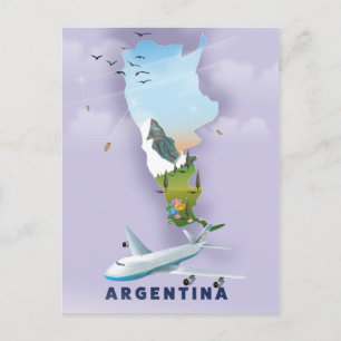 Cartão Postal Cartaz de viagem do mapa da Argentina