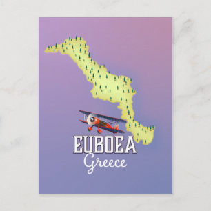 Cartão Postal Cartaz de viagem do mapa da Grécia Euboea