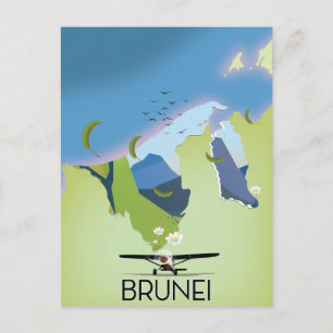 Cartão Postal Cartaz de viagem do mapa de Brunei